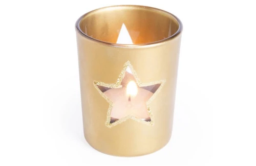 Bougie de Noël personnalisée verre au design étoiles Zamir