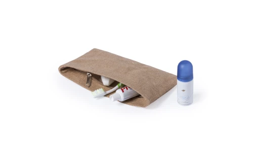 Trousse de toilette de voyage personnalisée Singla petite pochette en jute