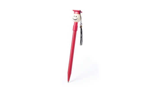 Stylo publicitaire sourire en forme de figurine de diplômé avec pompon Gradox