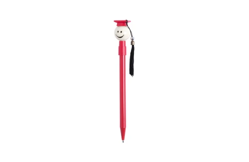 Stylo publicitaire sourire en forme de figurine de diplômé avec pompon Gradox