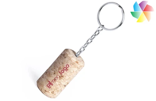 Porte-clés publicitaire personnalisé en forme de bouchon de vin en liège Telsox 
