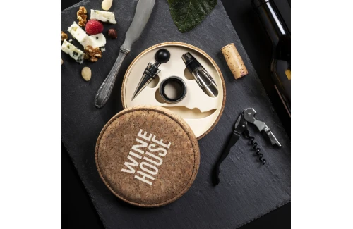 Coffret sommelier personnalisé kit accessoires vin set en liège Bribal