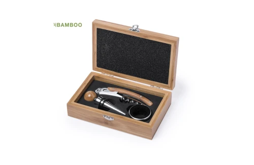 Coffret sommelier personnalisé set accessoires à vin en bambou Nitol