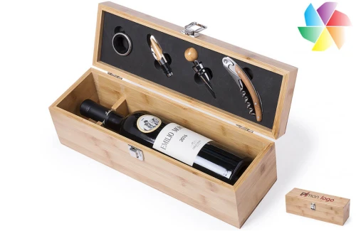 Coffret sommelier publicitaire personnalisé kit pour bouteille de vin avec accessoires Boriax 