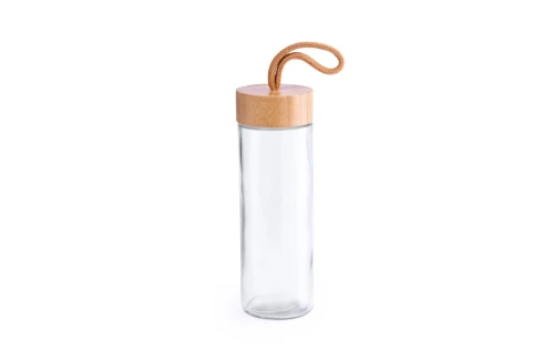 Bouteille personnalisée en verre et bouchon à viser en bambou Burdis 420 ml