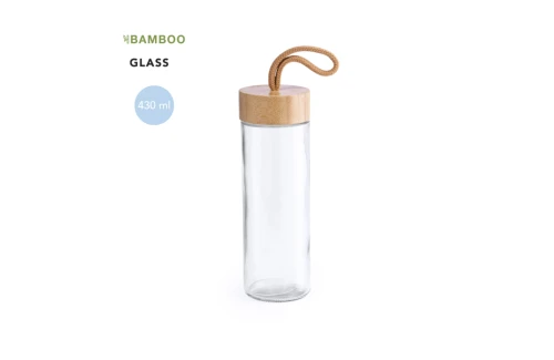 Bouteille personnalisée en verre et bouchon à viser en bambou Burdis 420 ml