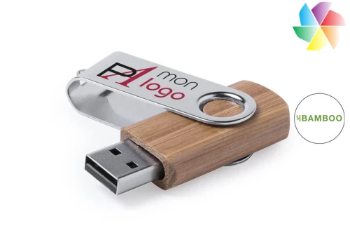 Clé USB twister publicitaire personnalisée 16 Go en bambou Cetrex made in Europe 