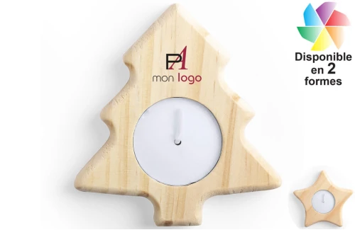 Bougie de Noël personnalisée en bois de pin Deram