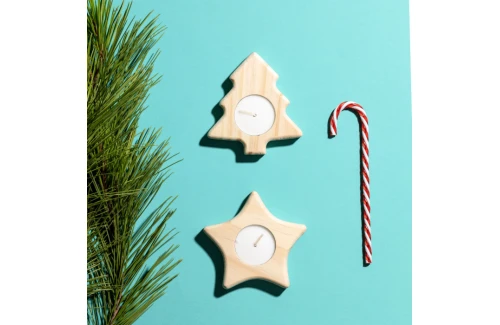 Bougie de Noël personnalisée en bois de pin Deram