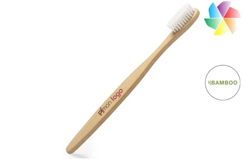 Brosse à dents publicitaire personnalisée Lencix en bambou 
