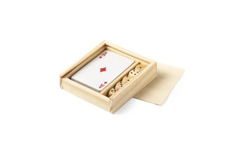 Set jeu de société personnalisé ensemble carte et 4 dés en bois Pelkat