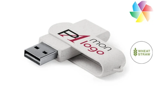 Clé USB publicitaire personnalisée 16 Go corps et clip en paille de blé Kontix made in Europe 