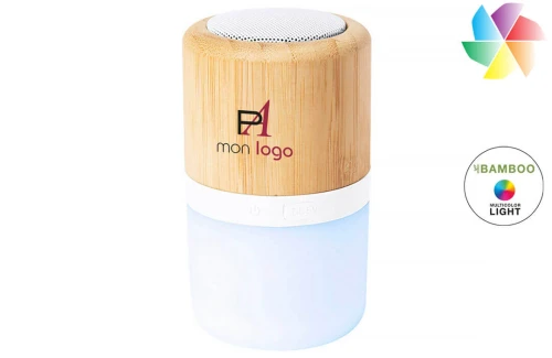 Enceinte Bluetooth en bambou haut parleur personnalisable avec led Kevil