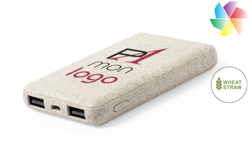 Batterie externe powerbank publicitaire personnalisable en fibre de blé Shiden 5000 mAh 