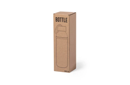 Bouteille personnalisée en verre avec étui et bouchon bambou Kasfol 500 ml