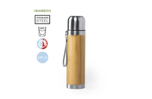 Thermos personnalisé en bambou et bouchon gobelet en acier inoxydable Tiaky