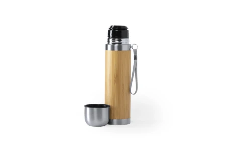 Thermos personnalisé en bambou et bouchon gobelet en acier inoxydable Tiaky