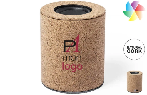 Enceinte Bluetooth® personnalisée haut-Parleur publicitaire en liège naturel Yuxter 