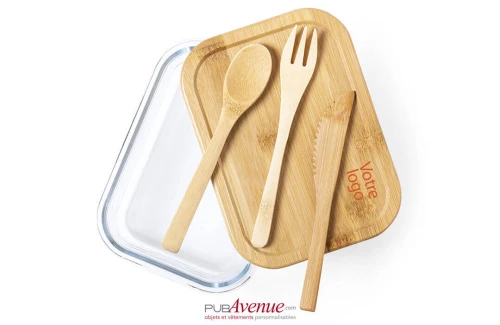 Lunch box personnalisée Bejar boîte repas en verre avec couverts