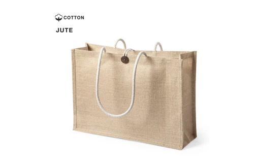 Sac cabas personnalisé en jute laminé épais avec fermeture bouton Triex