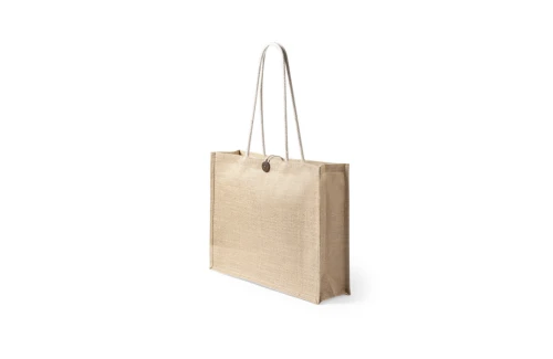 Sac cabas personnalisé en jute laminé épais avec fermeture bouton Triex