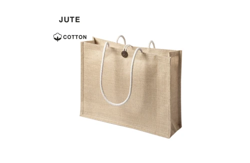 Sac cabas personnalisé en jute laminé épais avec fermeture bouton Triex