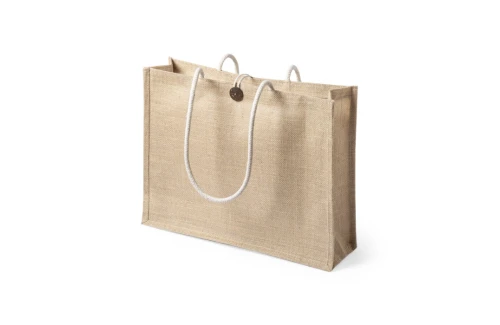 Sac cabas personnalisé en jute laminé épais avec fermeture bouton Triex