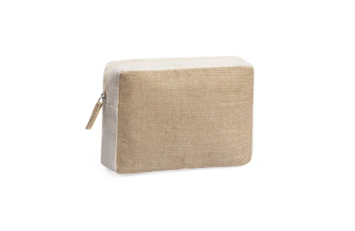 Trousse de toilette personnalisée Ringok en jute et coton naturel