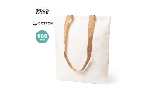 Sac shopping personnalisé en coton à poignées de liège naturelles renforcées Yulia