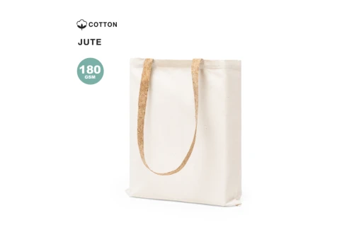 Sac shopping personnalisé en coton à poignées de liège naturelles renforcées Yulia