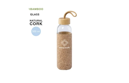 Bouteille personnalisée en verre avec étui bambou Trupak 500 ml