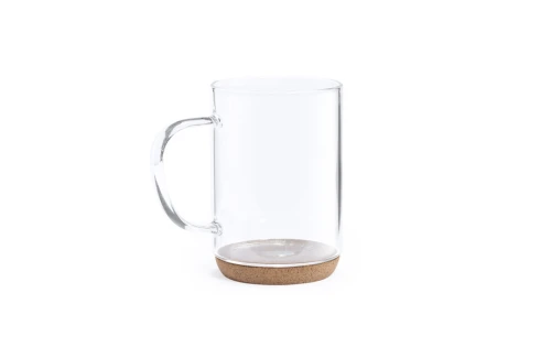 Tasse en verre personnalisée Hindras de 450 ml à base liège