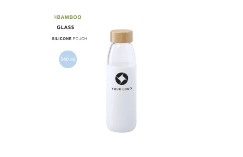 Bouteille personnalisée en verre avec bouchon en bambou Teltox 540 ml