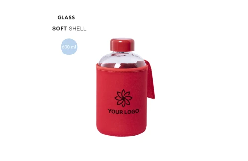 Bouteille personnalisée en verre et étui souple à couleur assorti Flaber 600 ml