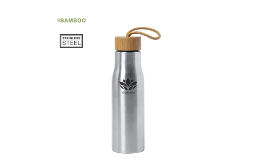 Bouteille personnalisée en acier inoxydable et bouchon bambou Dropun 600 ml