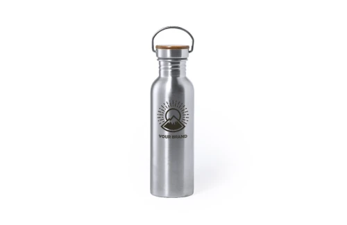 Gourde personnalisée en acier inoxydable et bouchon bambou Rangler 800 ml