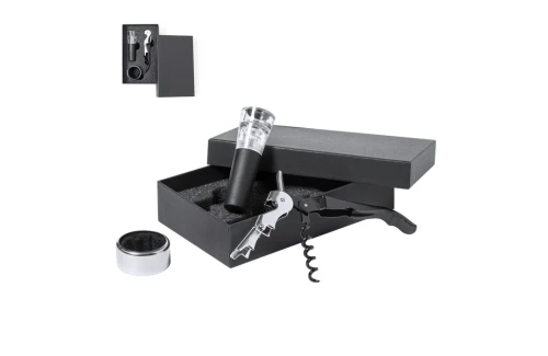 Coffret à vin personnalisé set d'accessoire œnologue à la finition noire Noarek