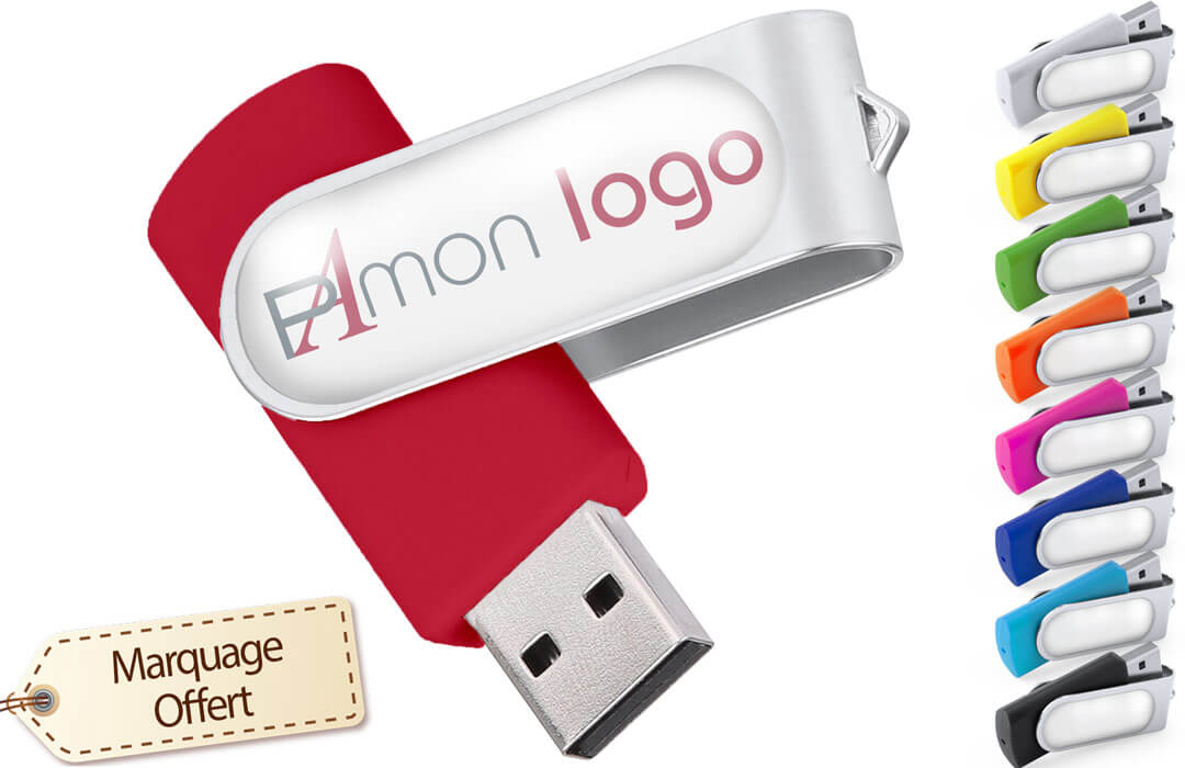 Clé USB TWIST 4GO - Blanc imprimé et personnalisé pour votre