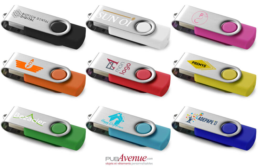 Clé USB TWIST 4GO - Rouge imprimé et personnalisé pour votre