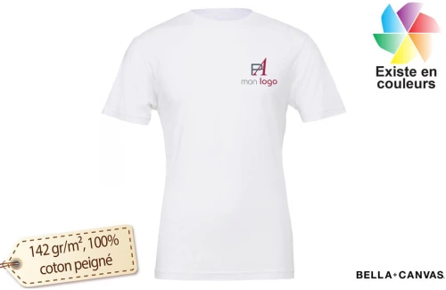 T-shirt blanc à col rond pour homme Bella+Canvas publicitaire personnalisé 