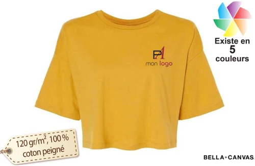 T-shirt court et large femme crop Bella+Canvas publicitaire personnalisé 