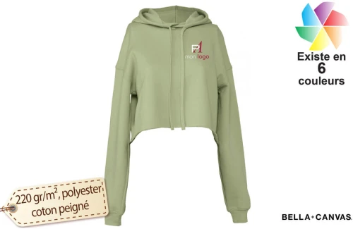 Sweat-shirt court à capuche crop Bella+Canvas pour femme personnalisable 