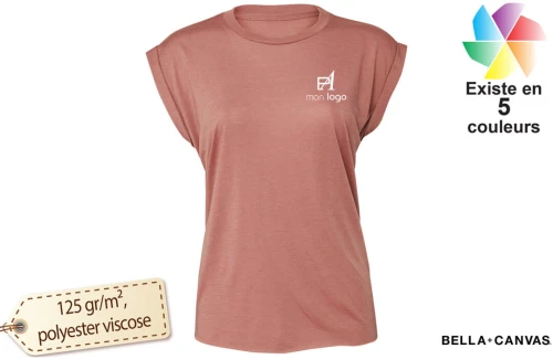 T-shirt femme à manches roulottées Bella+Canvas Flowy personnalisable 