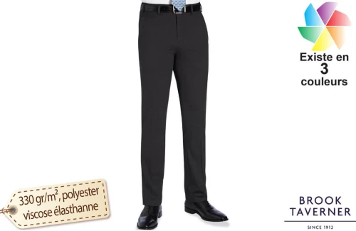 Pantalon de travail coupe slim sans pinces Brook Taverner Pegasus personnalisable pour homme 