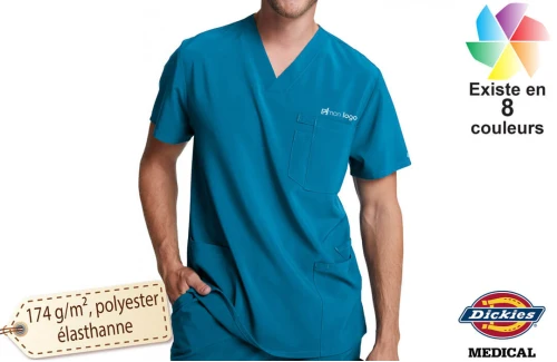 Tunique médicale Dickies col V blouse personnalisable pour homme 