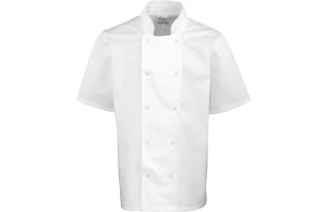 Veste de cuisine personnalisée à manches courtes avec boutons pression 