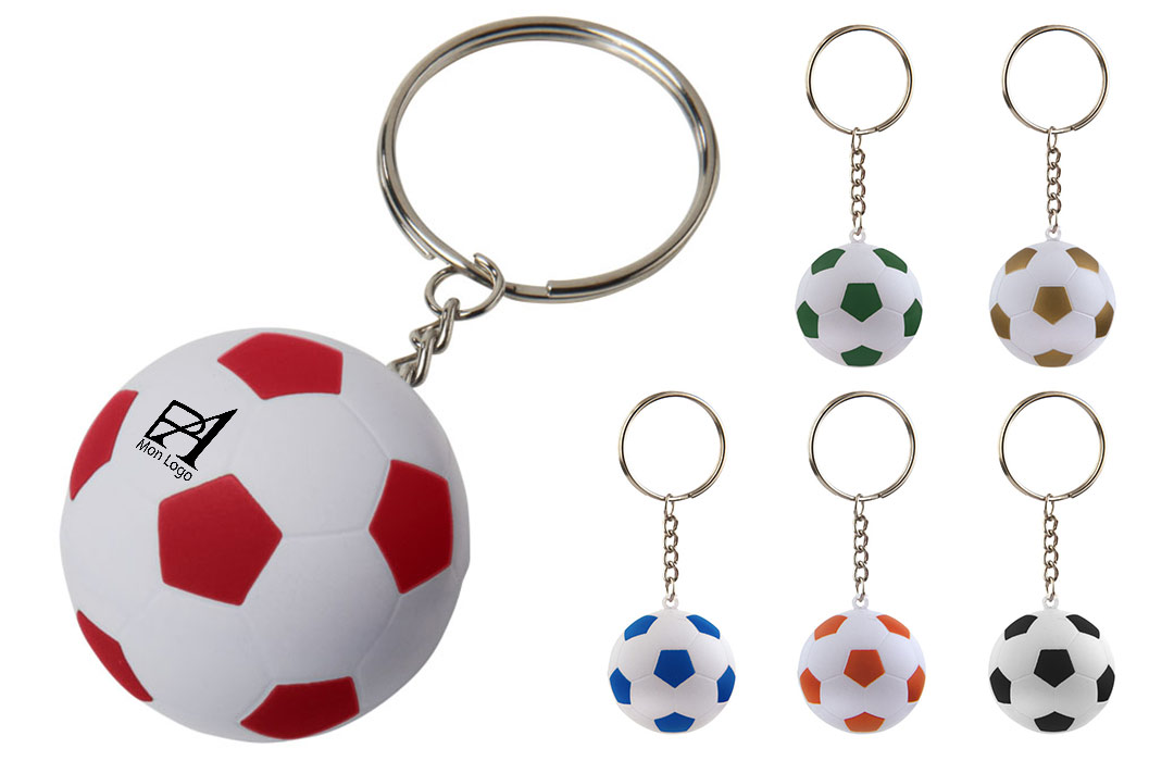 Porte-clés ballon de football et carton rouge et jaune